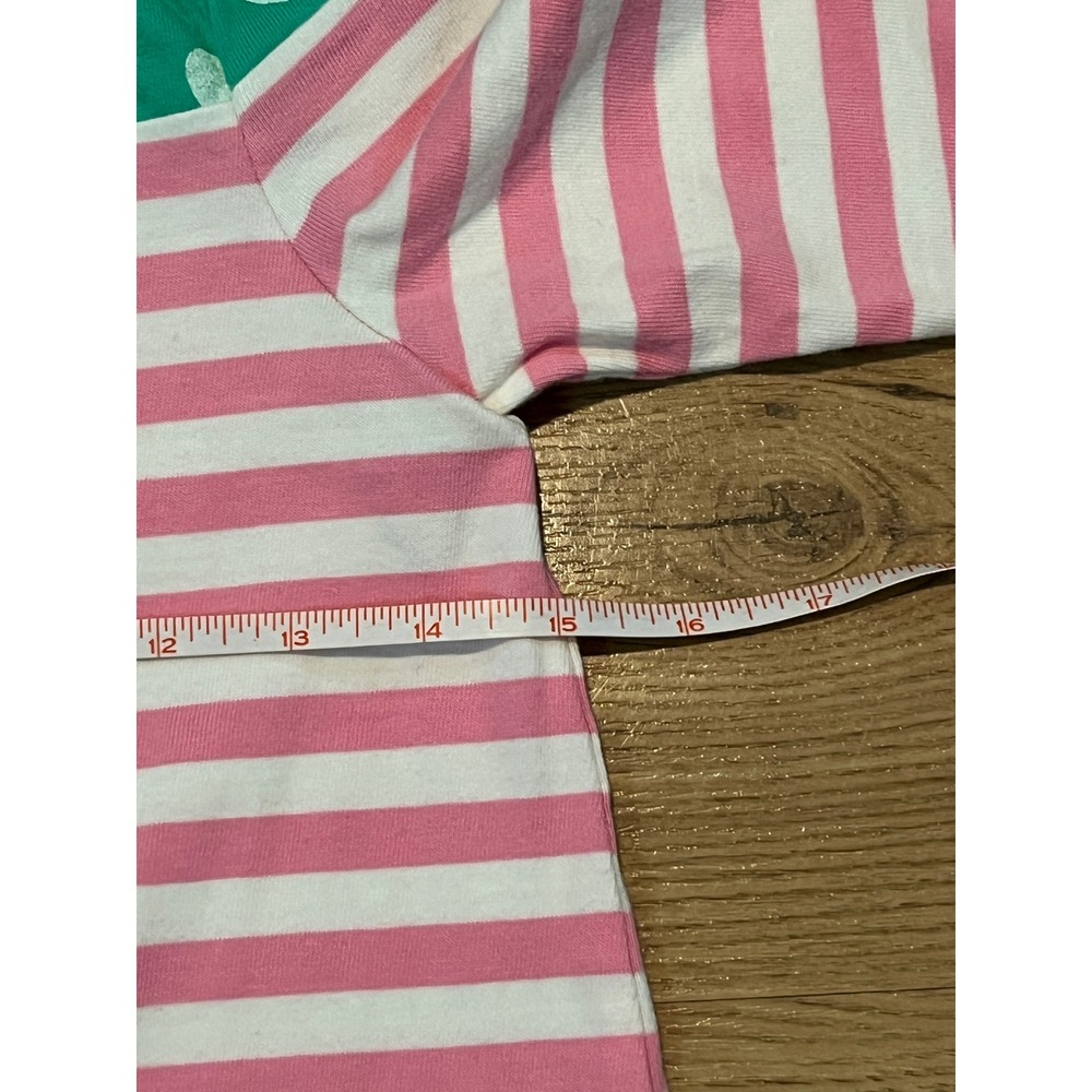 Mini Boden Dress Girls size 9-10Y Pink Stripe Green Heart Pocket Cotton School - Picture 6 of 8